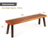 Outdoor Acacia Wood Bench, Patio Dining Bench Picnic Bench with Steel Legs (1, Teak)