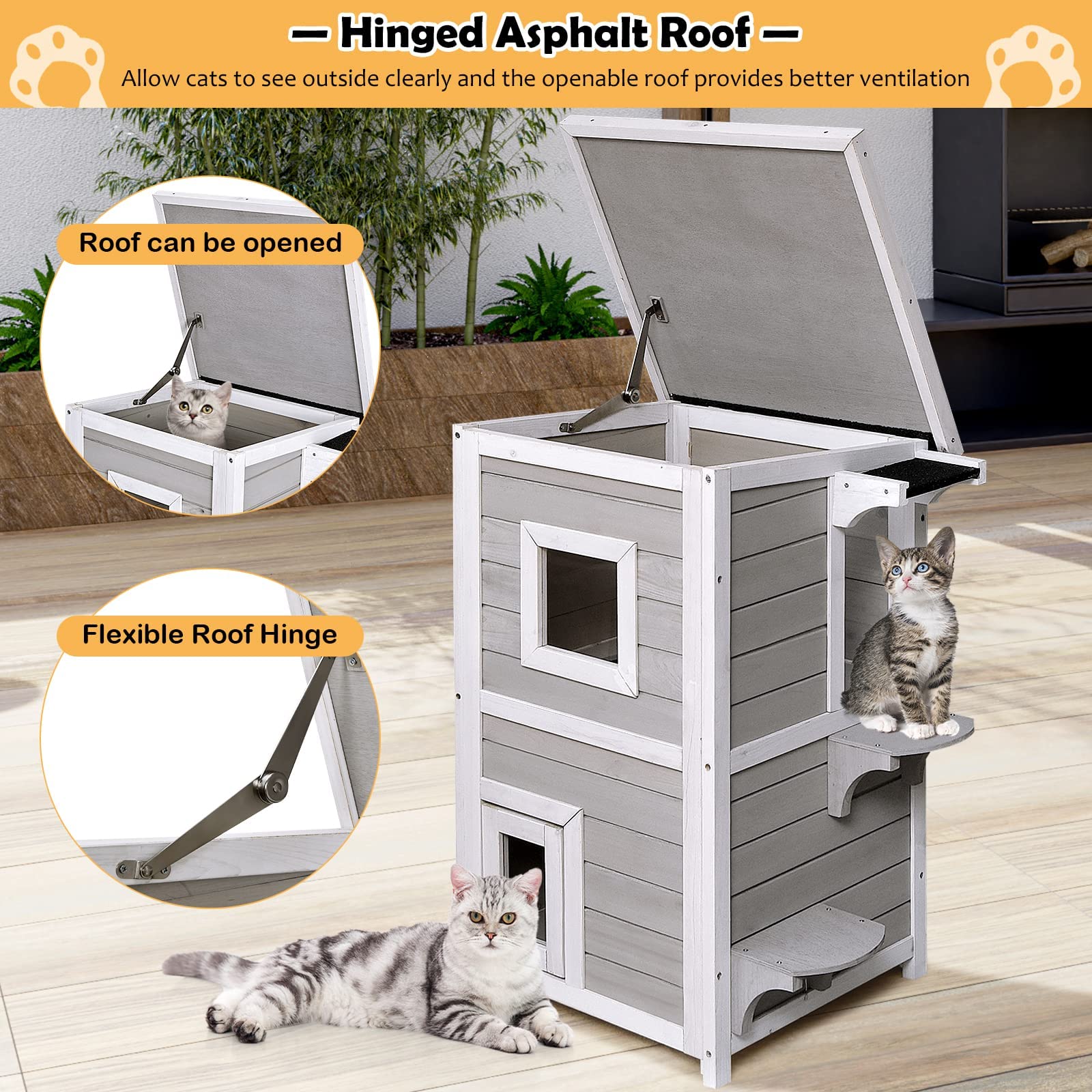 Outdoor Cat House Wooden - Tangkula