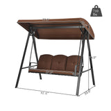 Tangkula 3-Seater Porch Swing, Outdoor Swing with Adjustable Tilt Canopy & Removable Soft Cushions