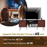 Tangkula 59 Inches Retro Wooden TV Stand for TVs up to 65 Inches