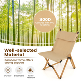 Tangkula Folding Camping Chair, High Back Portable Bamboo Camp Chair with 2-Level Adjustable Backrest