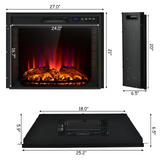 Tangkula Recessed Electric Fireplace, 26 Inch Fireplace with Adjustable Flame Brightness, LED Screen & Remote Control with Timer