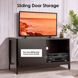 Tangkula Wooden TV Stand for TV up to 50 Inches, TV Cabinet with Sliding Doors