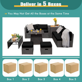 Tangkula 9 Piece Patio Furniture Set w/30 Inches Propane Fire Pit Table, 50,000 BTU Heat Output