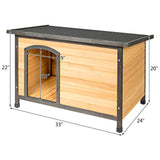 Tangkula Wooden Dog House, Outdoor Weather Resistant Pet Log Cabin