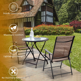 Tangkula 2 Pcs Outdoor Patio Chair Space Saving Stackable Portable Steel Frame