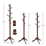 Tangkula Wooden Tree Coat Rack Freestanding, Entryway Coat Stand with 8 Hooks