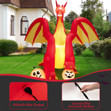 Tangkula 10 FT Halloween Inflatable Giant Fire Dragon, Blow-up Outdoor Halloween Decorations with Built-in LED Lights