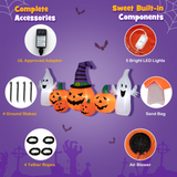Tangkula 9 FT Halloween Inflatable Pumpkin Ghost, Spooky Lighted Holiday Decoration w/ Witch's Hat,