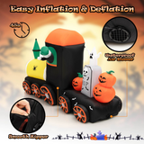 Tangkula 8 FT Long Halloween Inflatable Skeleton Ride on Train