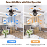 50-Inch Ceiling Fan with Lights, 3-Speed Adjustable (Coffee)