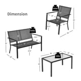Tangkula 4 Pieces Patio Furniture Set, Outdoor Sectional Conversation Set