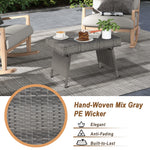 Outdoor Folding Rattan Side Table, Grey - Tangkula
