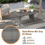 Outdoor Folding Rattan Side Table, Grey - Tangkula