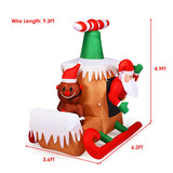 Tangkula Christmas Inflatable Santa Claus with Airplane