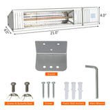 1500W Wall Mount Patio Heater, Indoor/Outdoor Infrared Heater w/ Remote Control