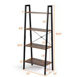 Industrial Ladder Shelf, 4-Tier Retro Metal Frame Bookshelf