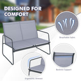 Tangkula 4 Pieces Patio Furniture Set with Tempered Glass Coffee Table (Gray)