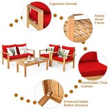 Tangkula Outdoor 4-Piece Acacia Wood Chat Set