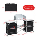 Tangkula Folding Camping Table, 2-Tier Aluminum Camping Kitchen Table
