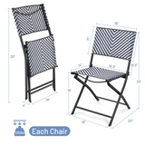 Tangkula 4-Piece Patio Dining Chairs, Outdoor PE Wicker Folding Chairs with Rustproof Frame