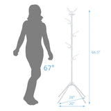 Tangkula Free Standing Coat Rack, Entryway Coat Tree with Detachable Hooks & Foldable legs (White)