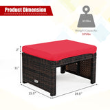 2 Pieces Patio Rattan Ottomans, All Weather Outdoor Footstool Footrest Seat