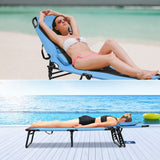 Folding Chaise Lounge Chair with Hole for Face, Outdoor 5-Position Adjustable Reclining Beach Sunbathing Chair