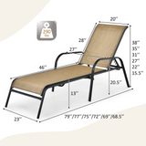 Tangkula Patiojoy Outdoor Lounge Chair with Breathable Fabric & Steel Frame