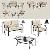 4 Pieces Outdoor Furniture Set, Patio Conversation Set with Cushions and Steel Frame