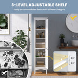 Tangkula Bathroom Storage Cabinet, 63 Inch Tall Narrow Storage Cabinet with 1 Adjustable Shelf and 2 Doors