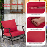 Tangkula 3 Pieces Patio Rocking Chair Set W/Coffee Table Set, Seat & Back Cushions Included (Red)