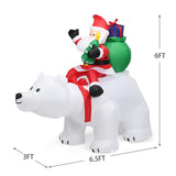 Tangkula Inflatable Christmas Santa Clause Riding The Polar Bear with Shaking Head
