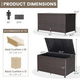 Tangkula 133 Gallon Deck Storage Box, Patio Rattan Storage Container with 2 Universal Wheels