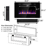 Tangkula 30 Inches Recessed Electric Fireplace, in-Wall & Wall Mounted Electric Heater