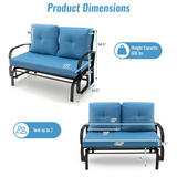 Tangkula 2-Person Outdoor Glider Bench, Swing Seat Bench with Seat & Back Cushions, Sturdy Rustproof Steel Frame