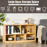 Tangkula Wood Storage Cube Bookcase, 2 Tier 5 Cube Open Shelf Storage Cabinet, Multipurpose Bookshelf