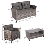 Tangkula Patio Wicker Conversation Furniture Set
