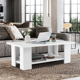 Tangkula 2-Tier Coffee Table, Center Cocktail Table with Large Tabletop & 5 Support Legs