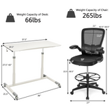 Tangkula Home Office Computer Desk & Chair Set, Height Adjustable Ergonomic Chair & Standing Desk with Wheels