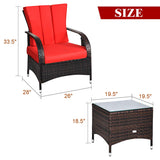 Tangkula 3-Piece Patio Conversation Set, Outdoor Wicker Furniture Set