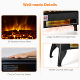 Tangkula 18 Inches Electric Fireplace Stove, 1400W Freestanding Fireplace Heater w/ Realistic Flame Effect, Adjustable Temperature