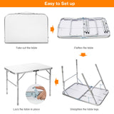 Folding Picnic Table, Portable Aluminum Camp Table with 3 Adjustable Heights