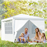 Tangkula 10'x10' Canopy Tent, Party Wedding BBQ Tent, Heavy Duty Gazebo Shelter Pavilion Cater w/4 Removable Sidewalls