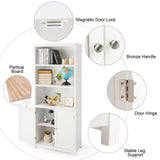 Tangkula Bookcase with Doors, 3 Tier Open Book Shelving