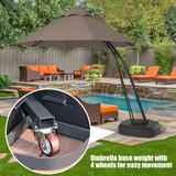 Tangkula 11 FT Offset Patio Umbrella, Aluminum Frame Double Top Hanging Umbrella with Weight Base