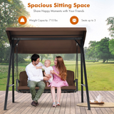 Tangkula 3-Seater Porch Swing, Outdoor Swing with Adjustable Tilt Canopy & Removable Soft Cushions