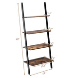 Tangkula Industrial 4-Tier Ladder Shelf, Against The Wall Bookcase for Living Room & Office
