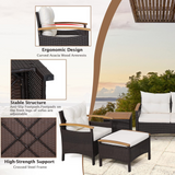 Tangkula 7 Pieces Patio Rattan Sofa Set, Outdoor Wicker Conversation Set