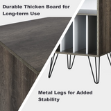 Tangkula Record Player Stand, Turntable Stand with Metal Legs, Vinyl Record Storage Cabinet w/ 5 Open Shelves Holds